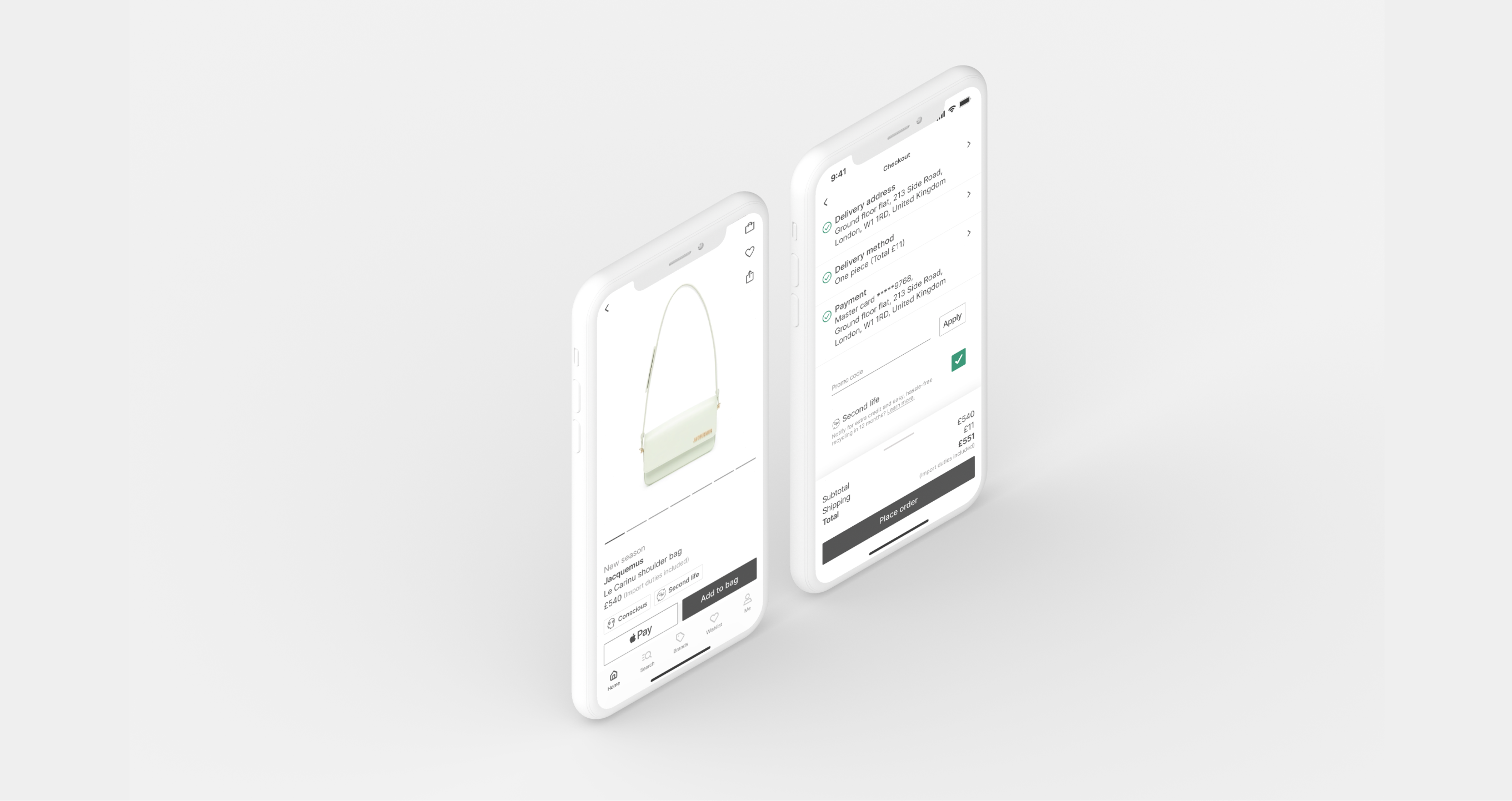 two mobile mockups in gray background